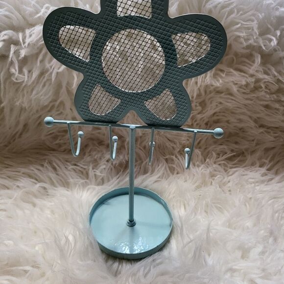 BLUE & pink glitter metal jewelry & earring stand - Picture 4 of 4